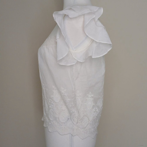 Aritzia Sunday Best Caddie Blouse Ruffled Embroidered Top White Size XS - Picture 6 of 9